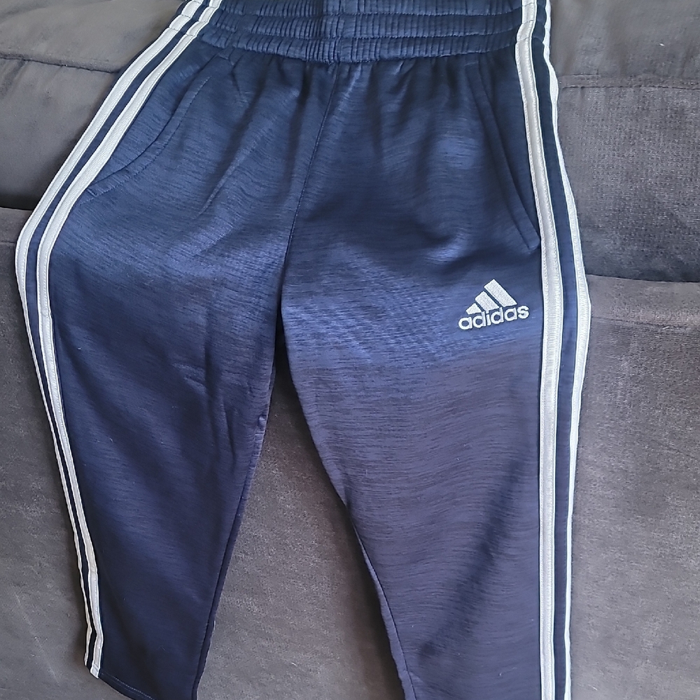 Adidas Kids Dark Blue Joggers with White Stripes